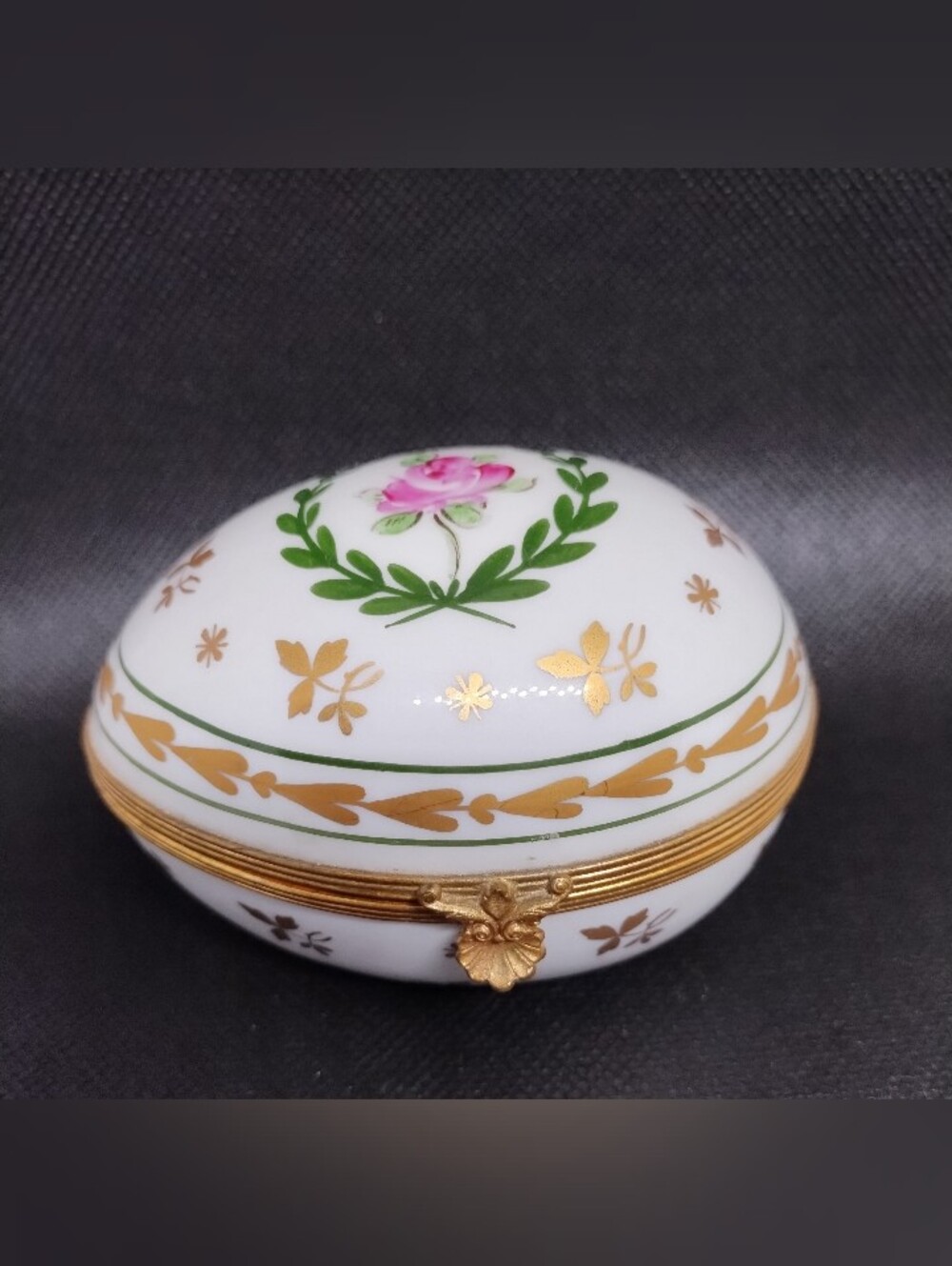 Vintage Limoges France Egg Trinket Box Ebeling & Reuss Peint Main
